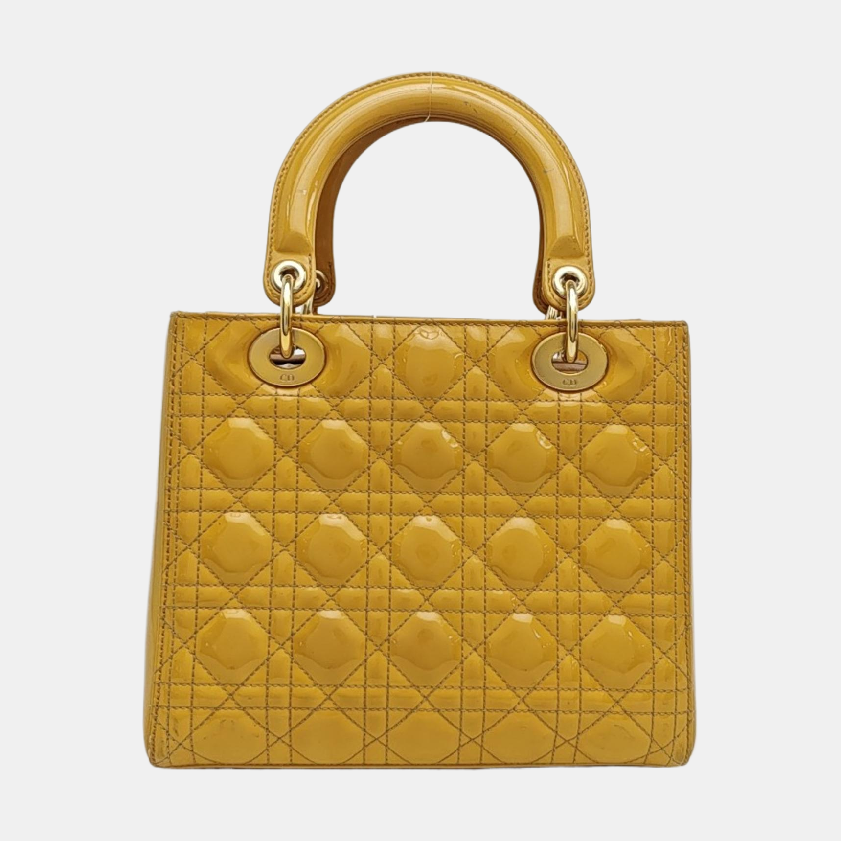 Lady Dior Medium Cannage Patent Leather Yellow