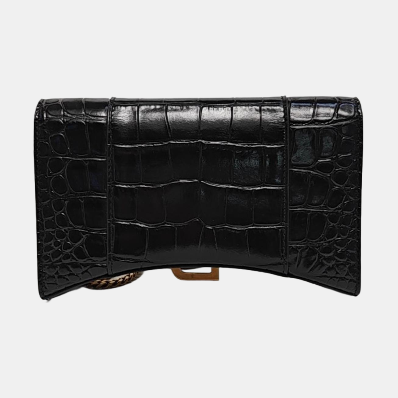 Hourglass Wallet On Chain Small Calfskin Black
