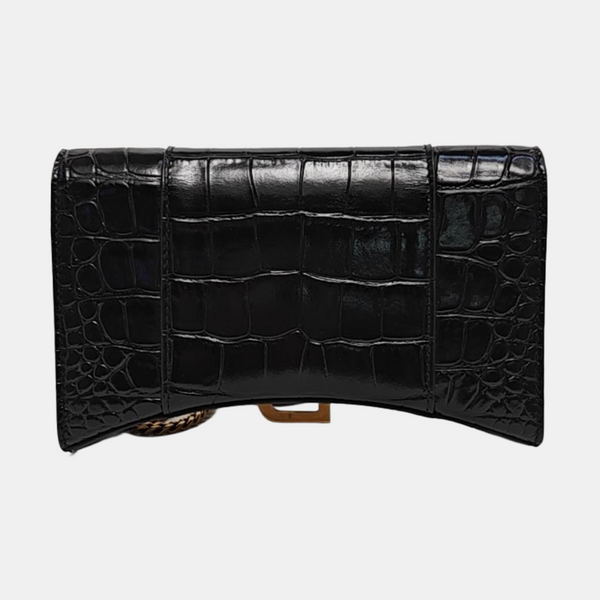 Hourglass Wallet On Chain Small Calfskin Black