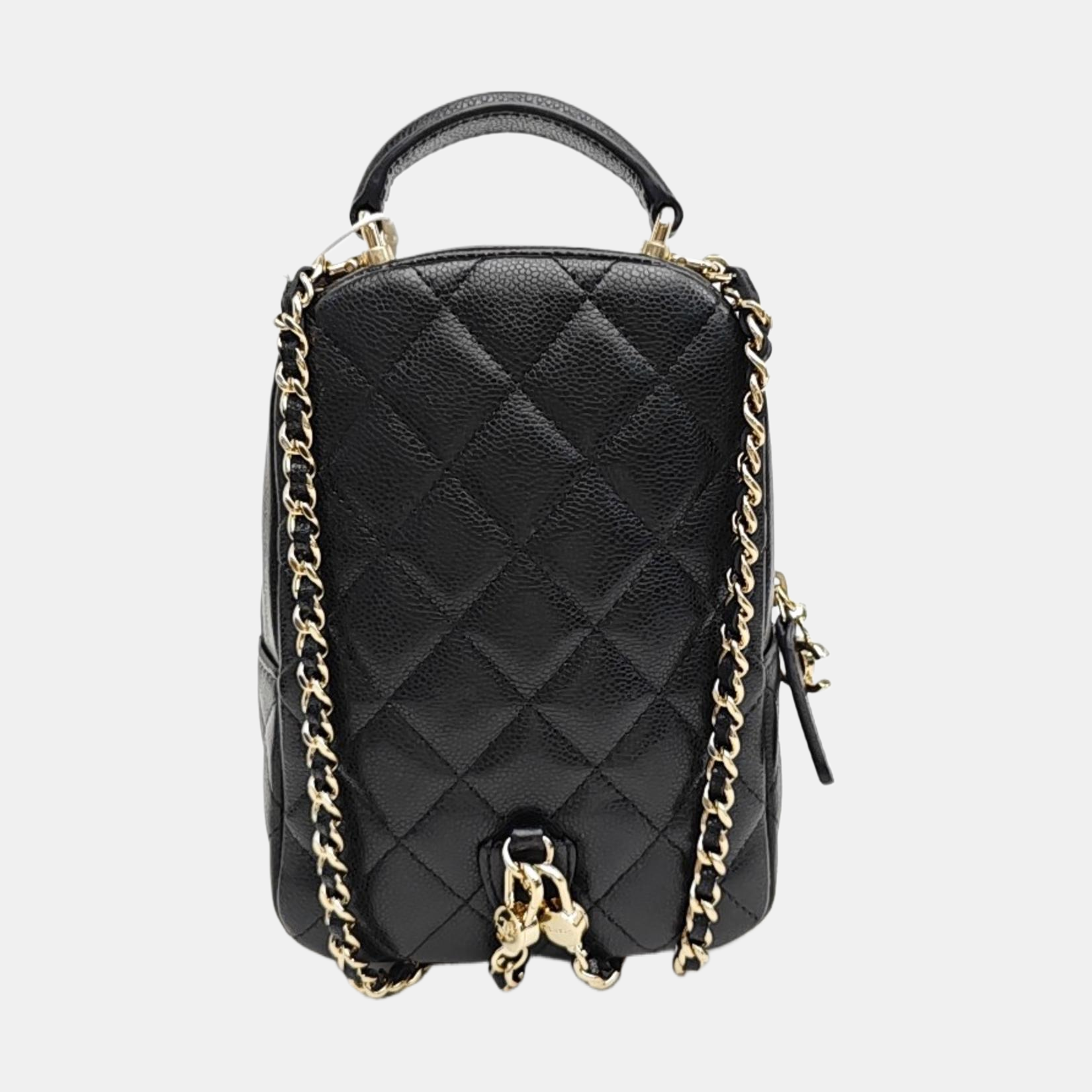 Quilted Grained Calfskin Backpack Mini Black