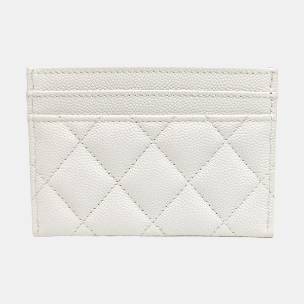 CHANEL 19 Small Quilted Grained Calfskin White Card Holder