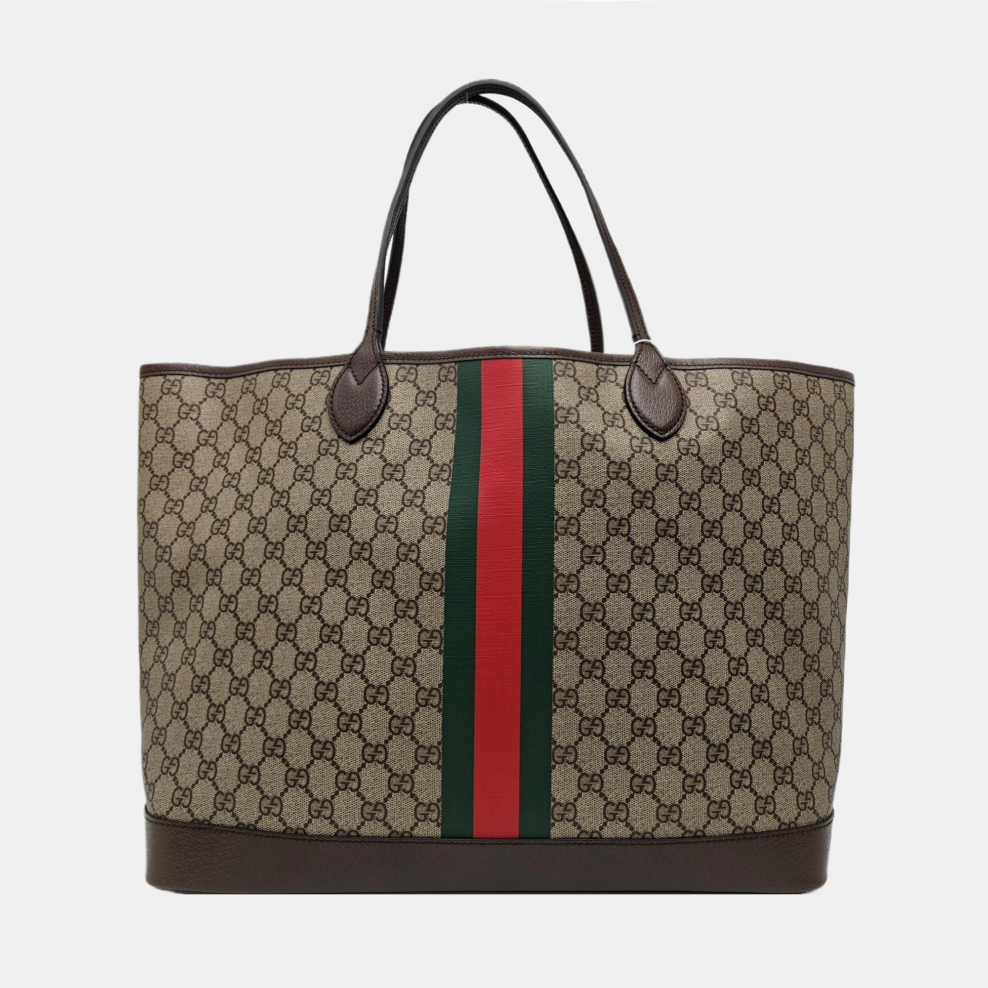 Monogram Coated Canvas Tote Bag Large Beige