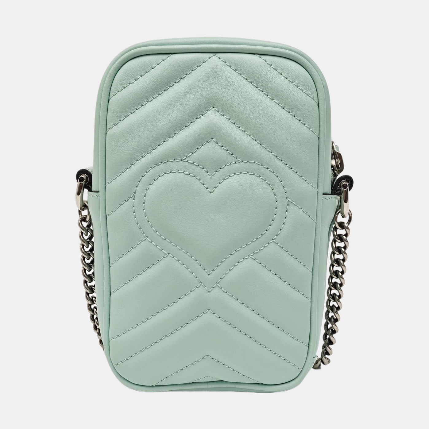 GG Marmont Mini Chevron Calfskin Green