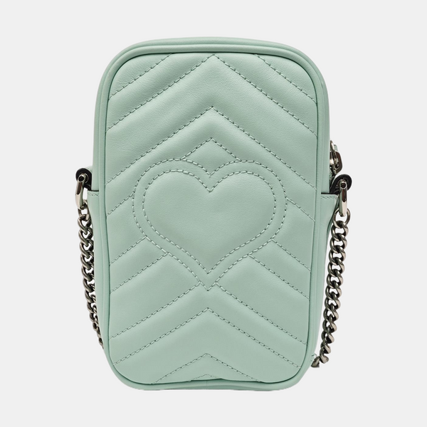 GG Marmont Mini Chevron Calfskin Green