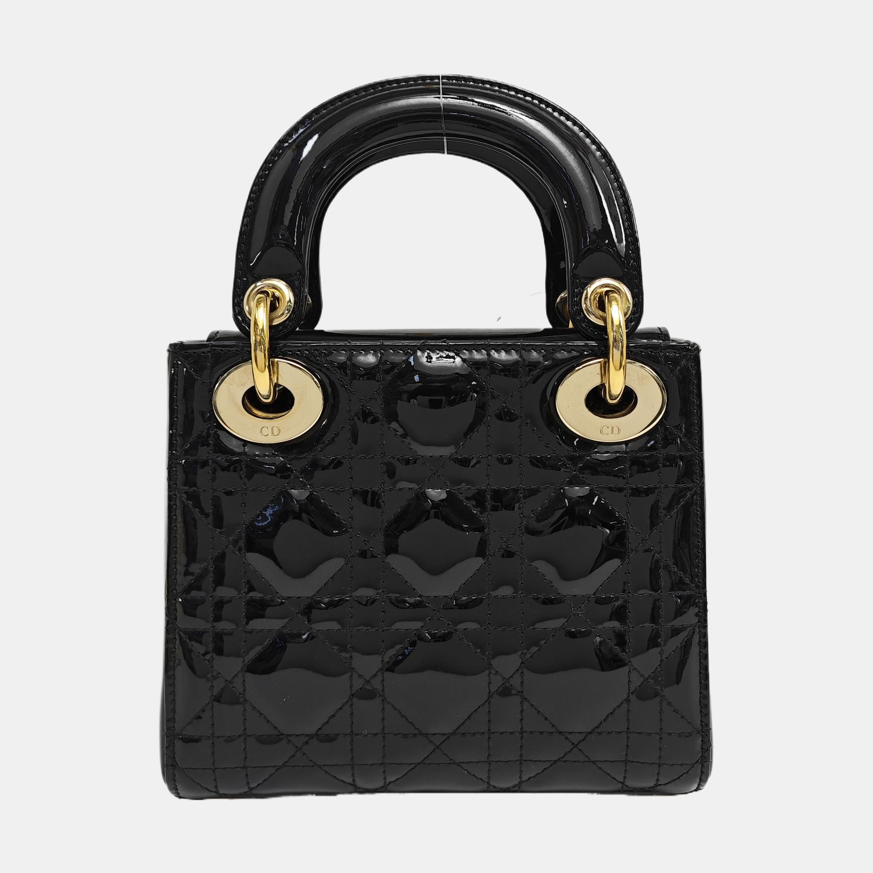Lady Dior Mini Quilted Patent Leather Black