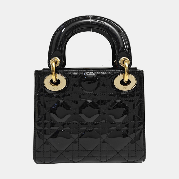 Lady Dior Mini Quilted Patent Leather Black