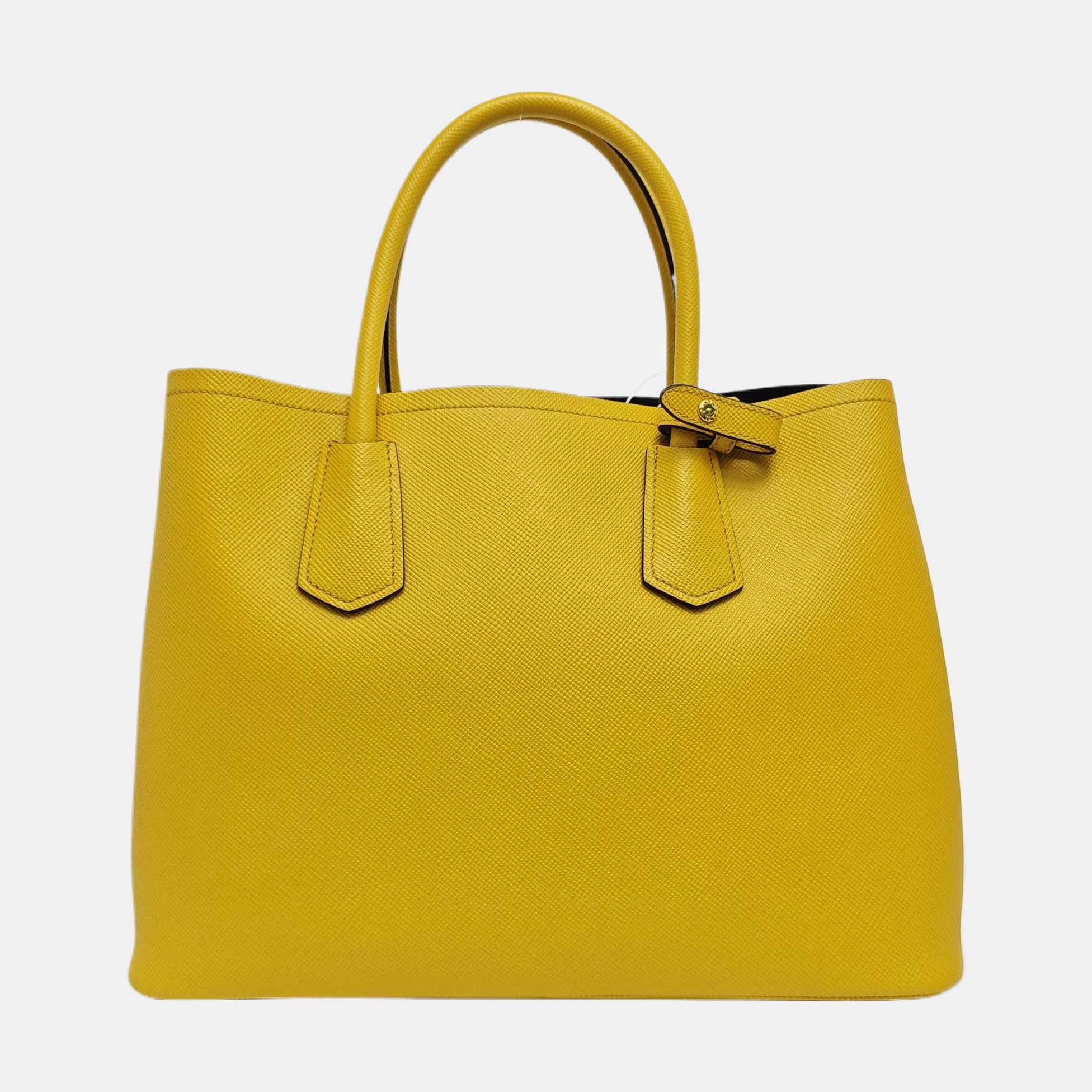 Doble Saffiano Mediano Piel de Becerro Amarillo