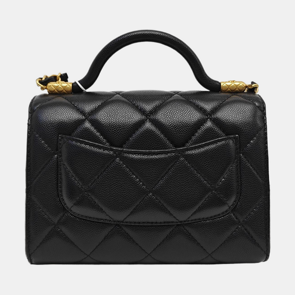 24A Quilted Grained Calfskin Black