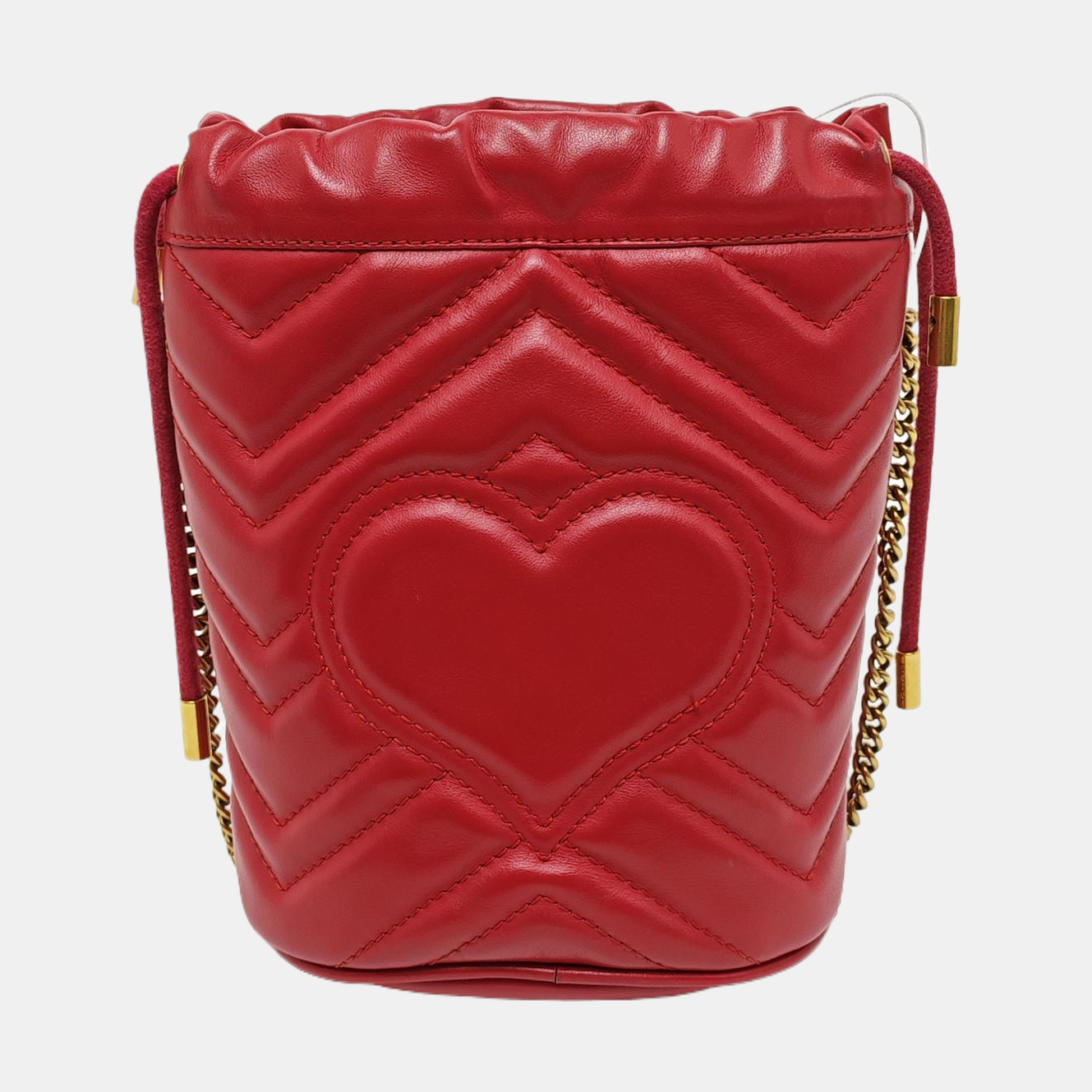 Authenticated pre-owned  GG Marmont Mini Quilted Calfskin Red - Bucket Bag at Looply