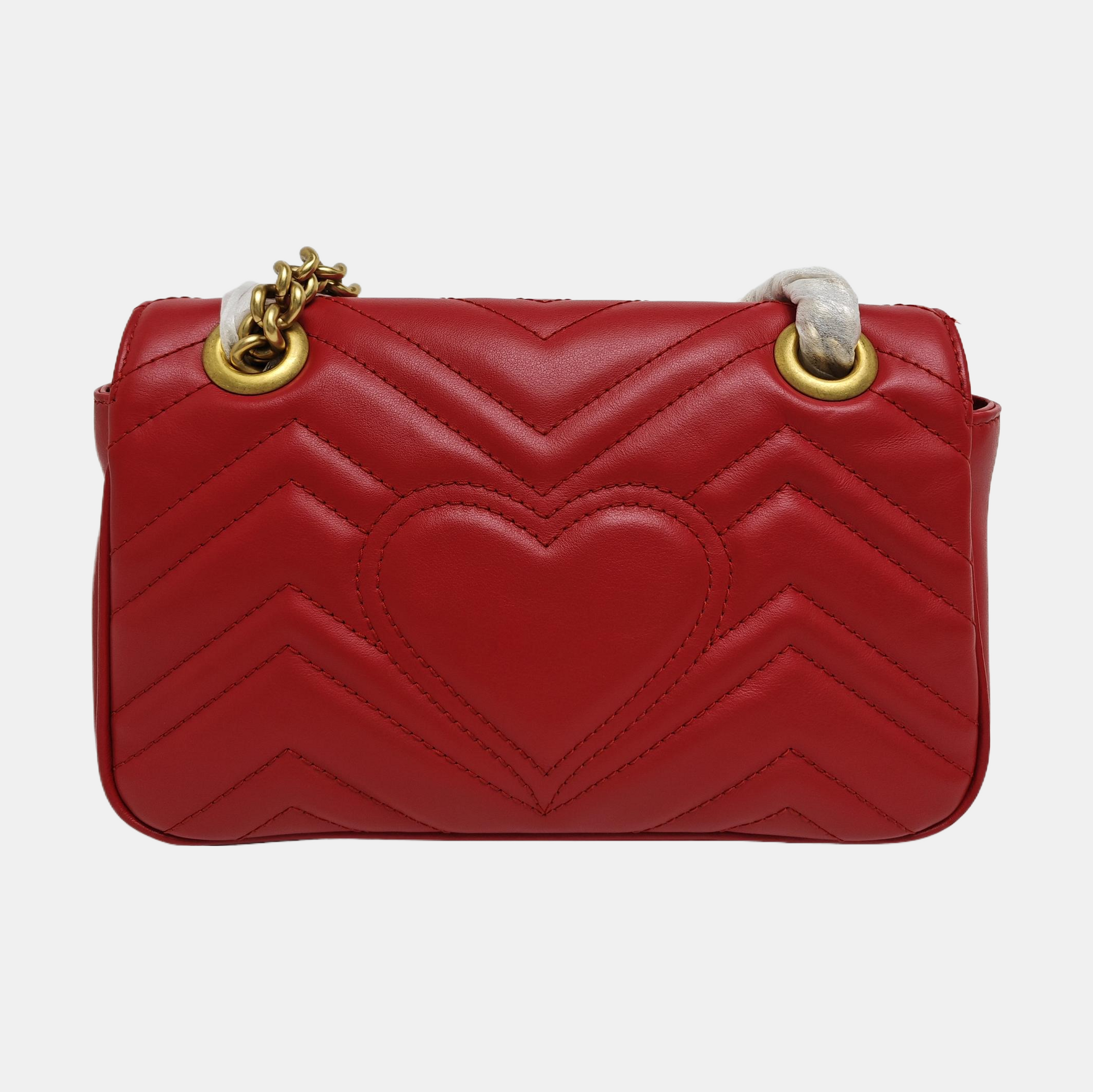 Authenticated pre-owned  GG Marmont Small Quilted Calfskin Red - Shoulder Bag at Looply