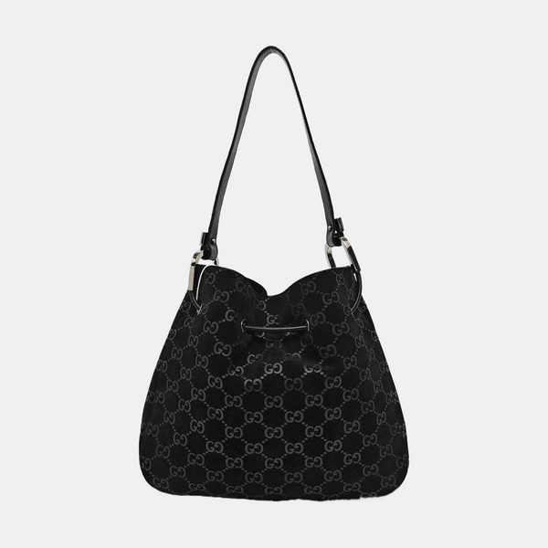 Monogram Suede Top Handle Bag Black