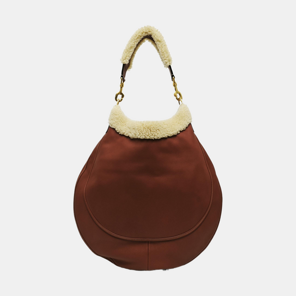 Calfskin Top Handle Bag Brown