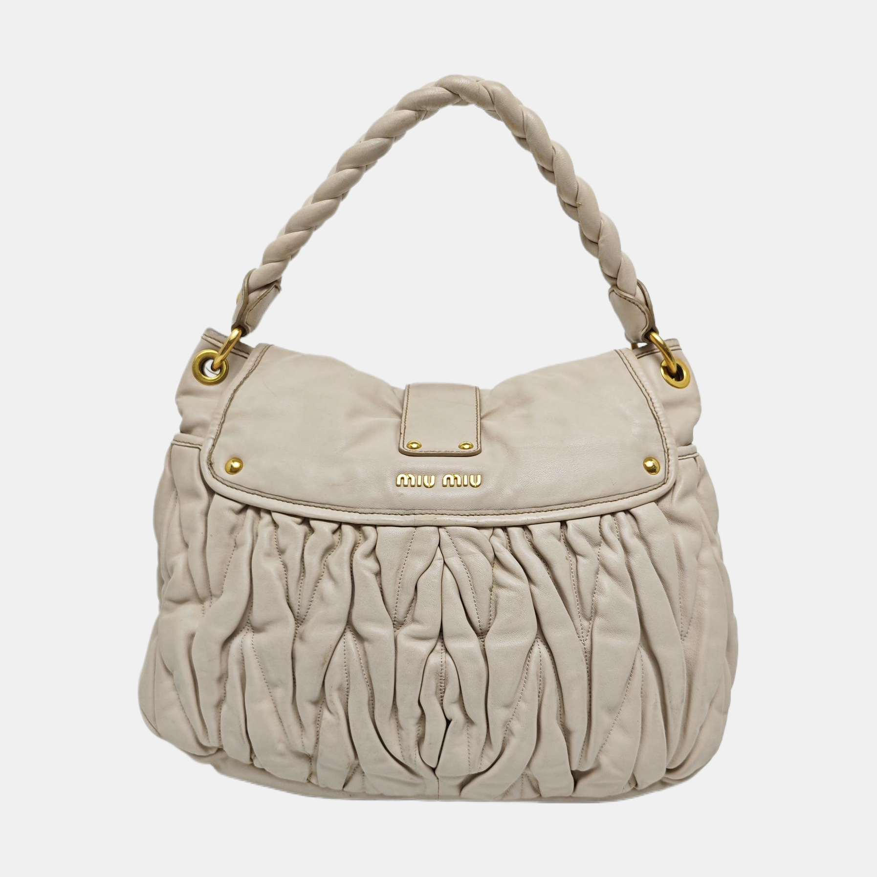 Miu Coffer Quilted Lambskin Beige