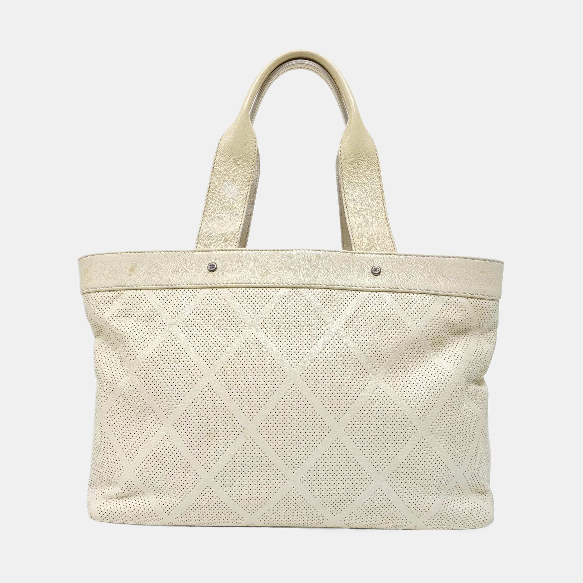 Quilted Lambskin Tote Bag White
