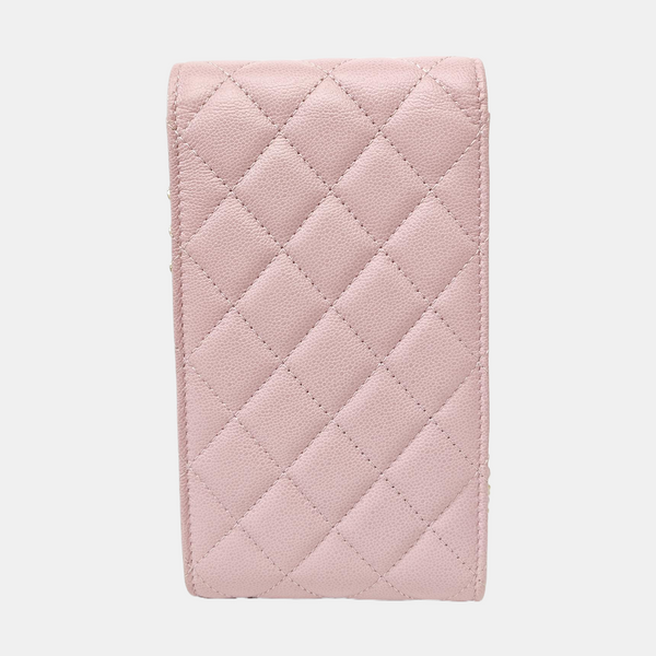 Quilted Grained Calfskin Shoulder Bag Pink