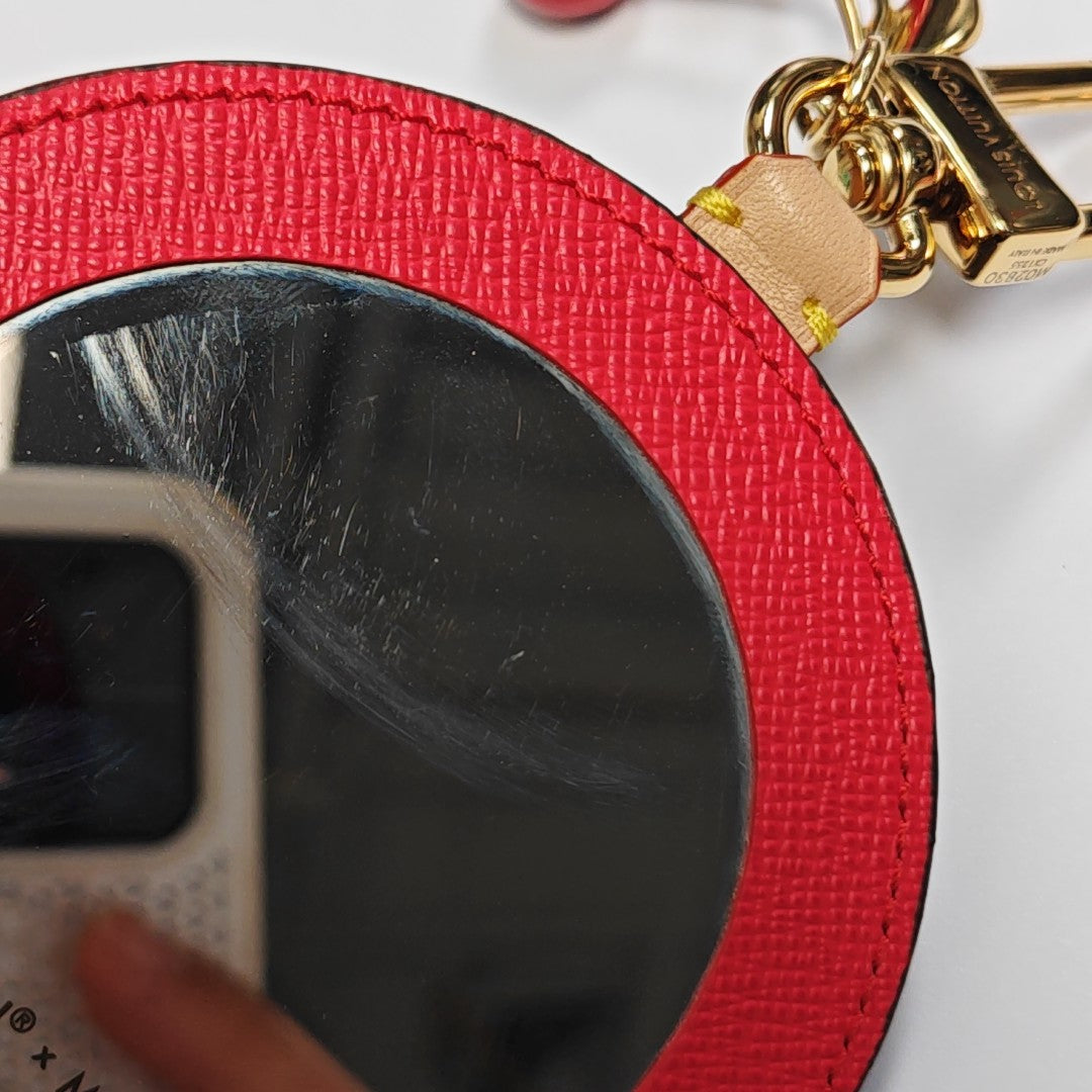Leather Bag Charm Red