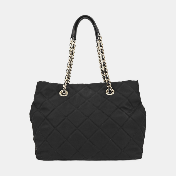 Quilted Nylon Tote Bag Black