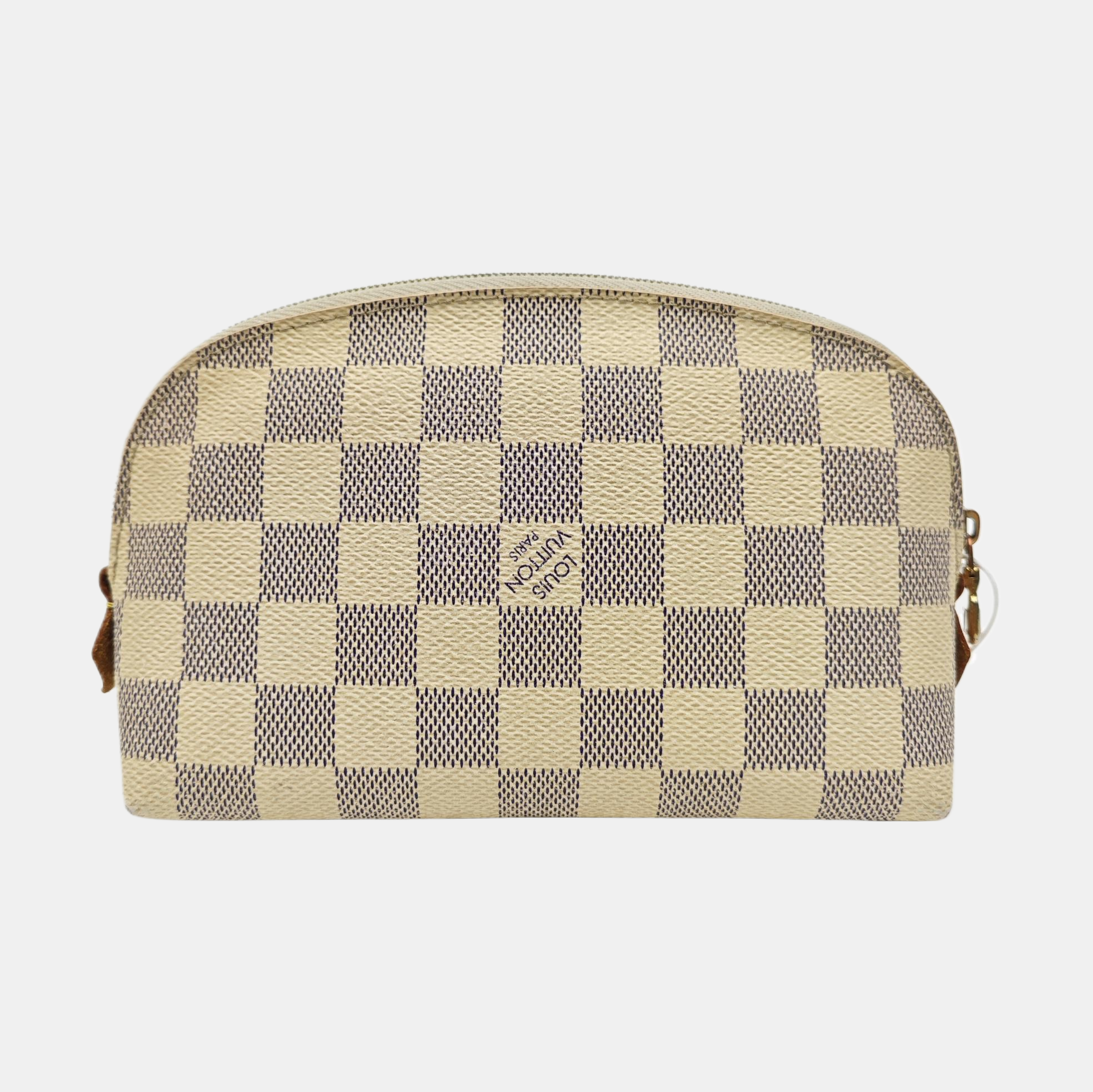 COSMETIC PM Damier Azur Coated Canvas White