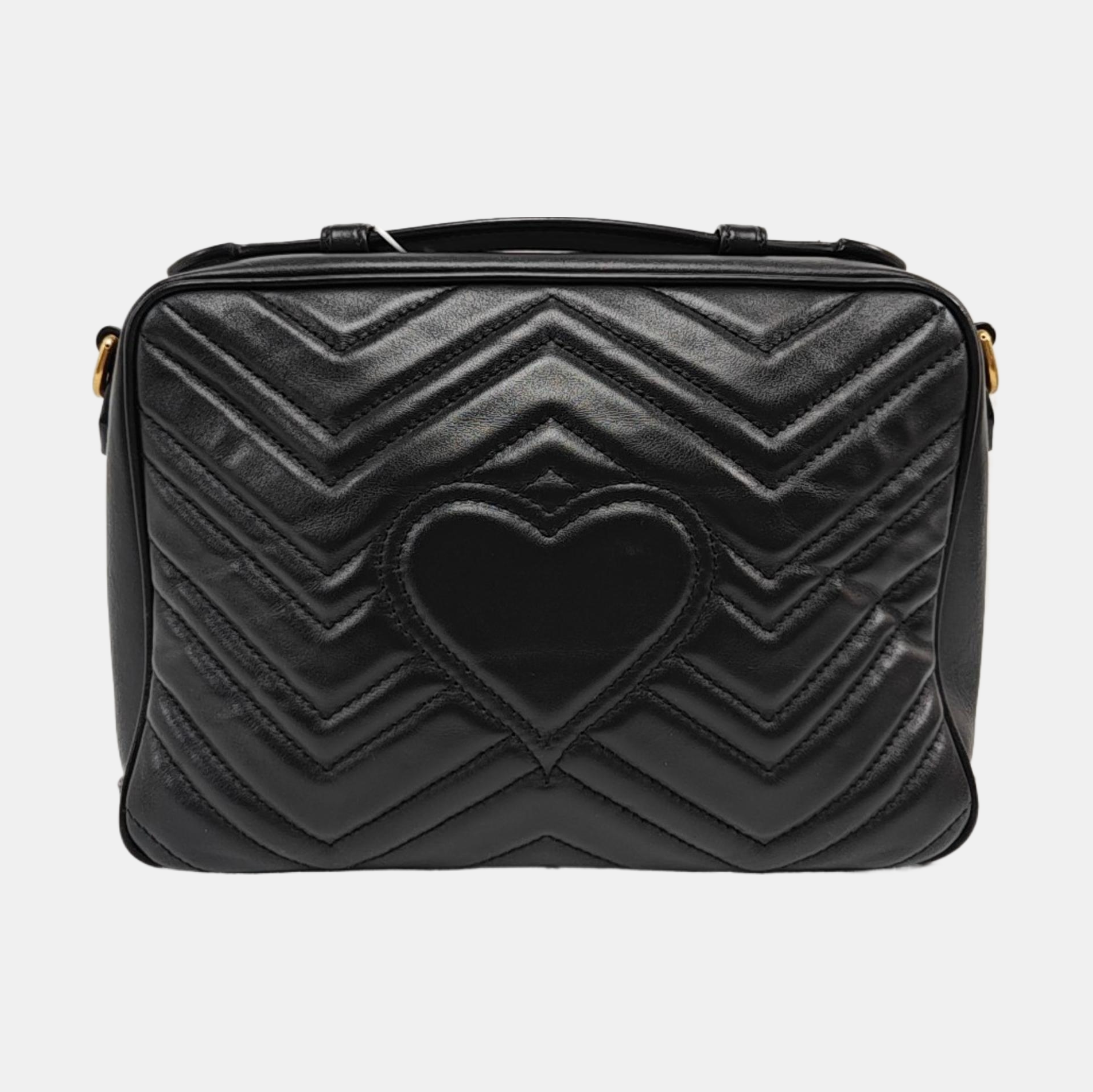 Authenticated pre-owned  GG Marmont Quilted Calfskin Black - Shoulder Bag at Looply