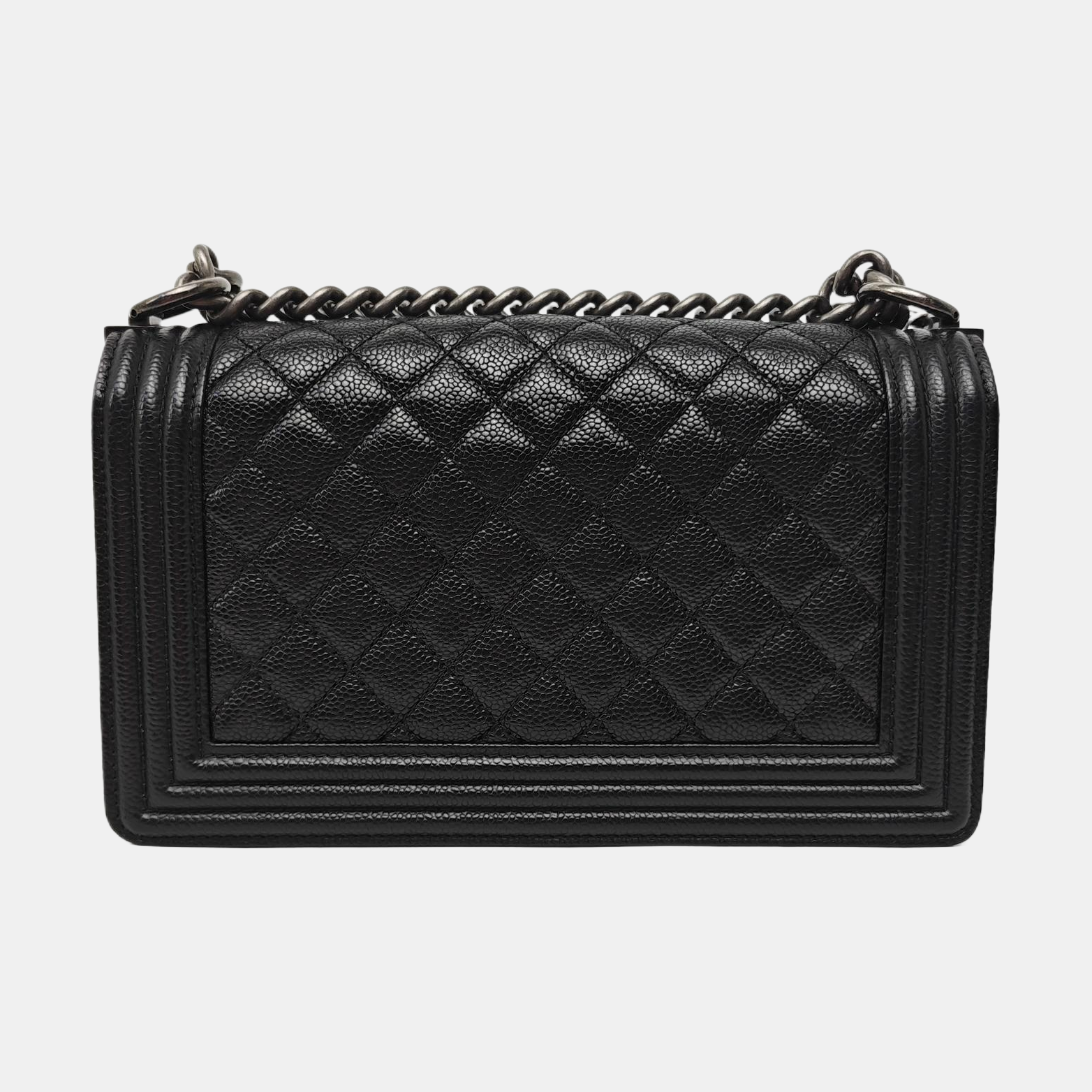 BOY CHANEL Medium Quilted Grained Calfskin Black