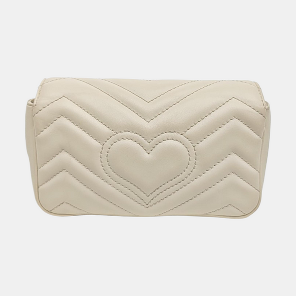 GG Marmont Mini Quilted Calfskin White