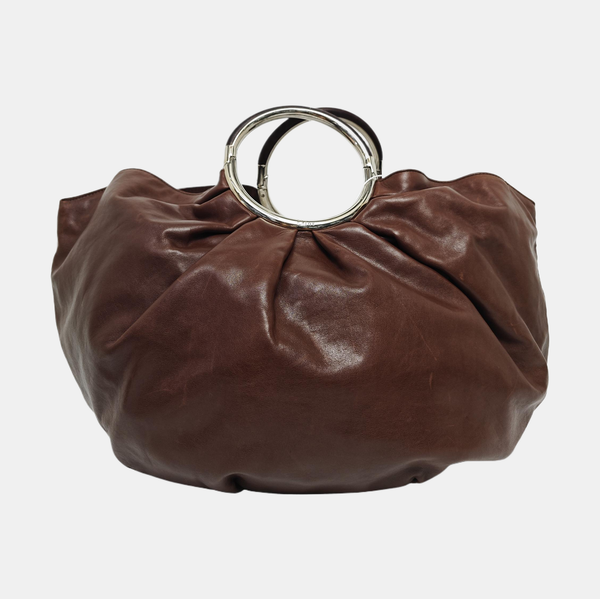 Calfskin Top Handle Bag Brown