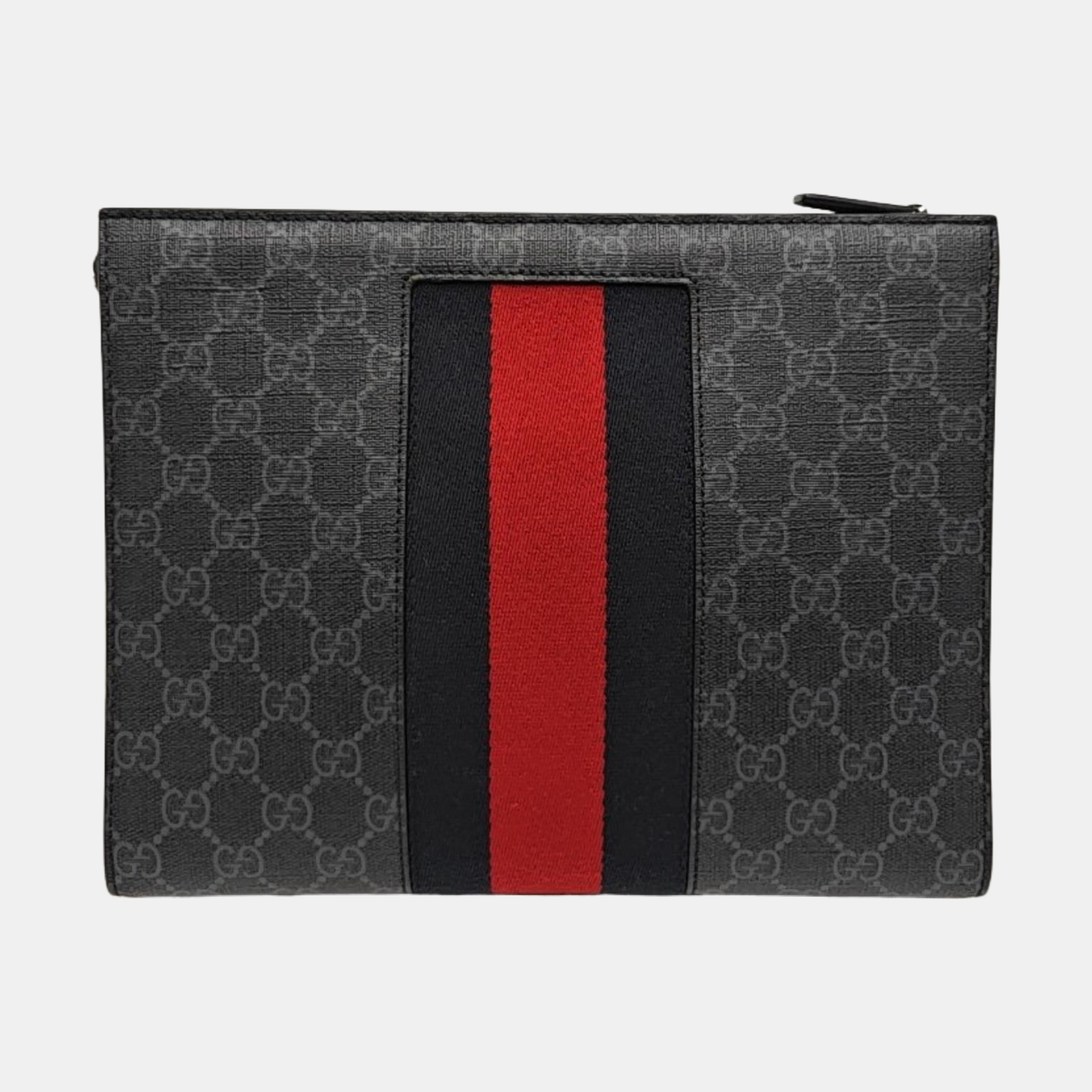 GG Supreme Monogram Coated Canvas Gray