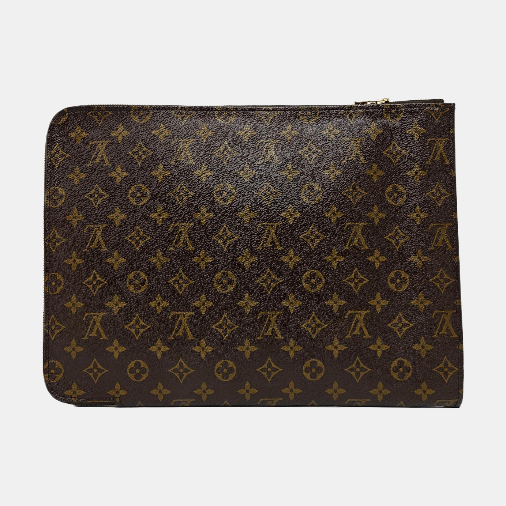 Monogram Coated Canvas Clutch Brown
