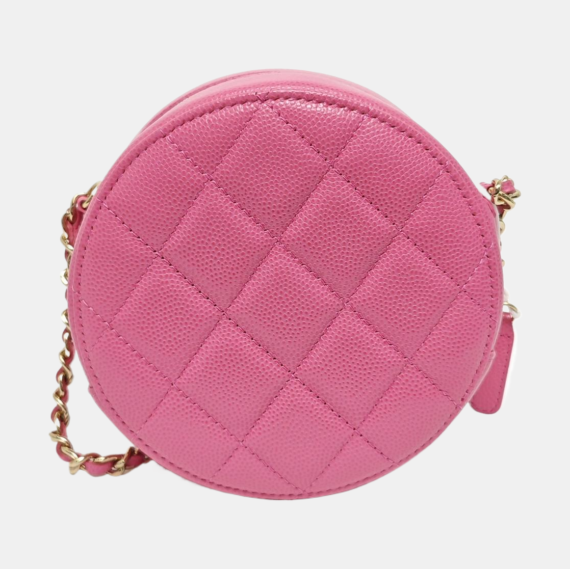 ROUND Quilted Grained Calfskin Red