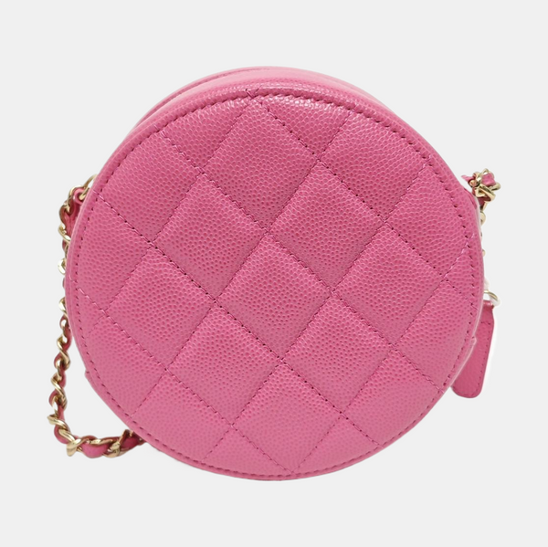 ROUND Quilted Grained Calfskin Red