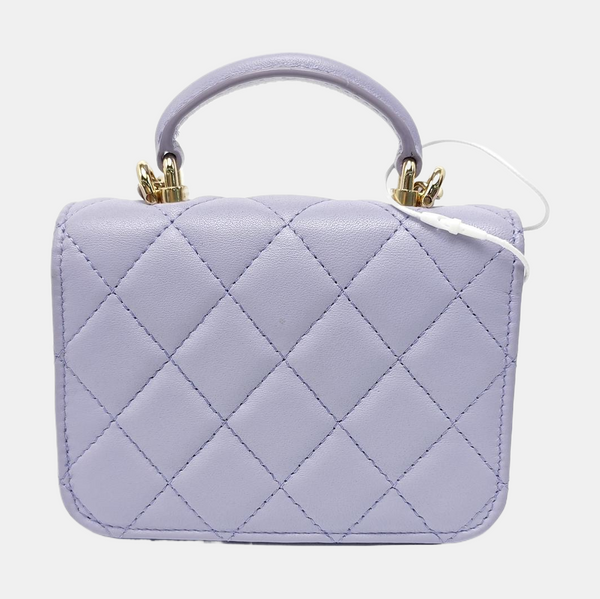 Quilted Lambskin Shoulder Bag Small Purple