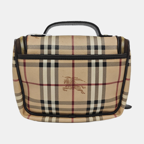 Bolso de lona revestida con asa superior beige