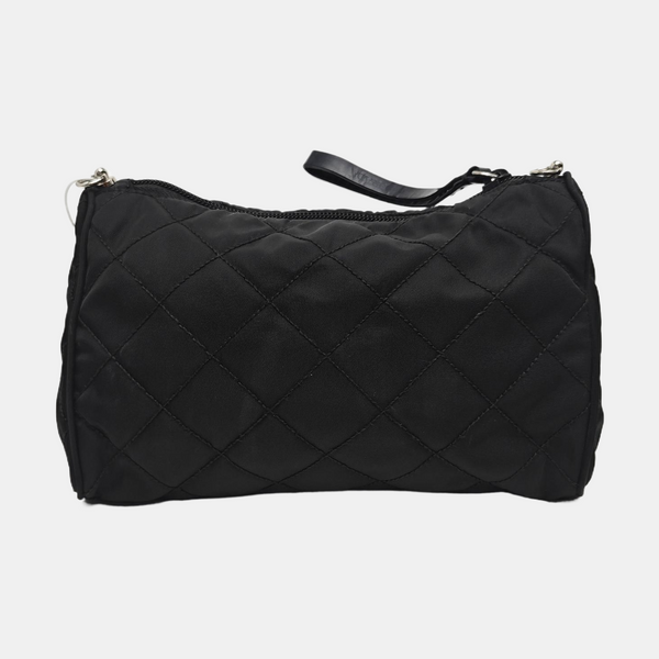 Quilted Nylon Clutch Black