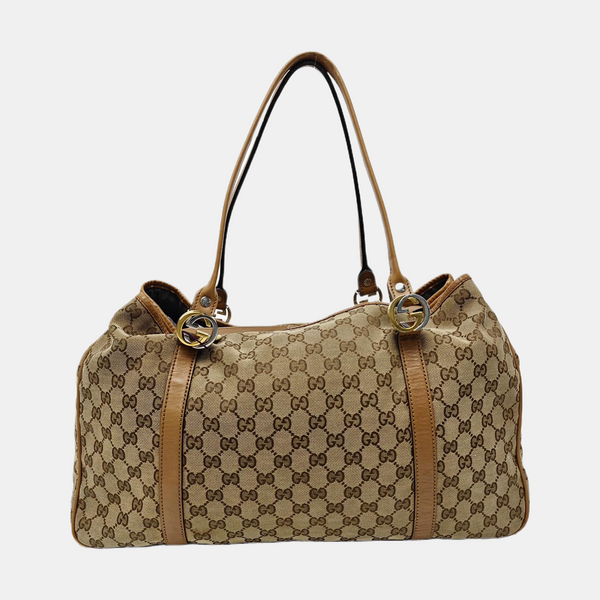 Monogram Canvas Tote Bag Beige