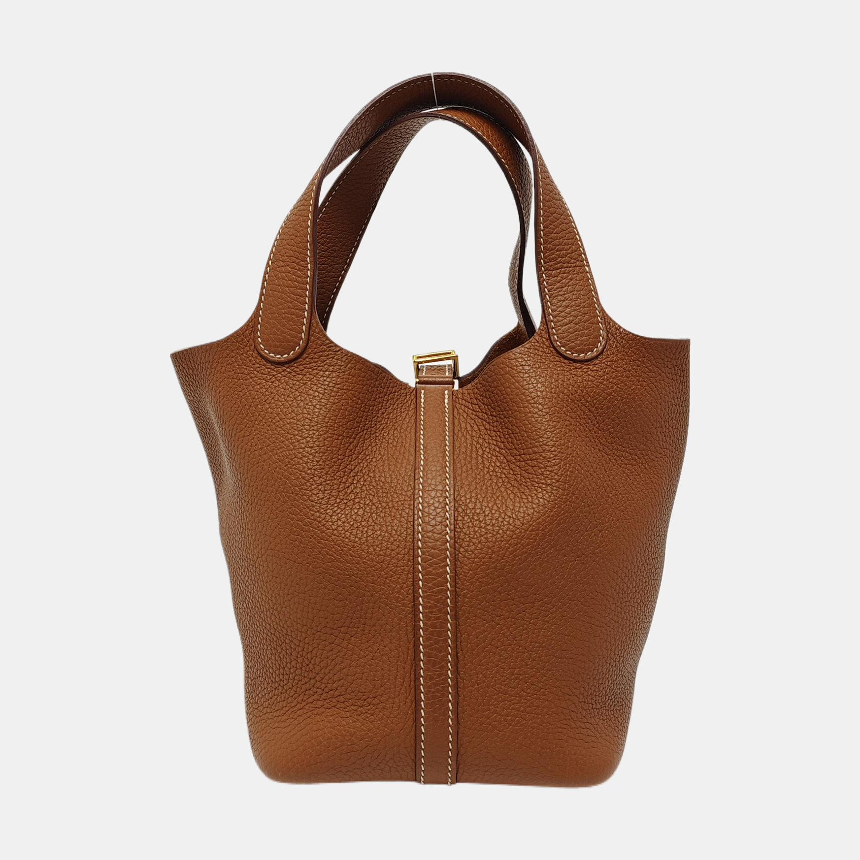 Authenticated pre-owned  Picotin Lock 18 Clemence Brown - Bucket Bag at Looply