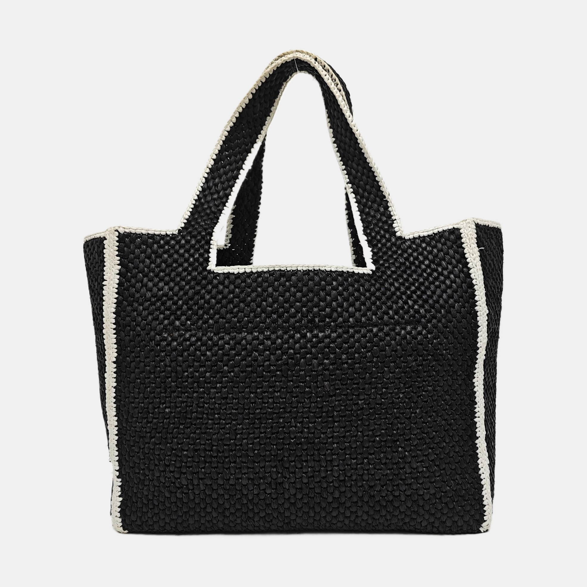 Font Tote Large Straw Black