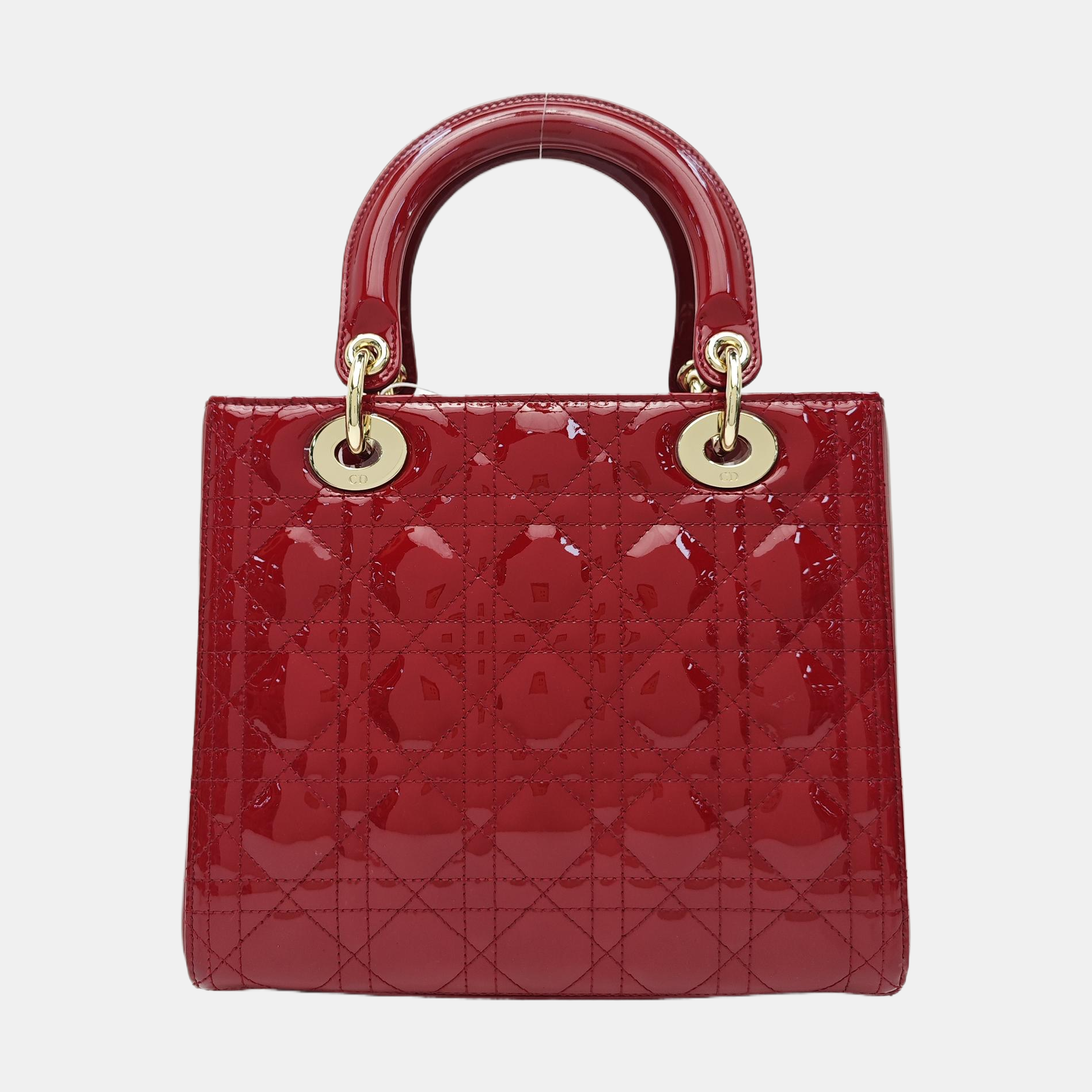 Lady Dior Medium Cannage Patent Leather Red