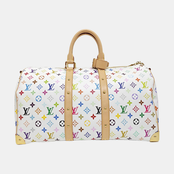 LV × TM KEEPALL 45 Monogram Coated Canvas White