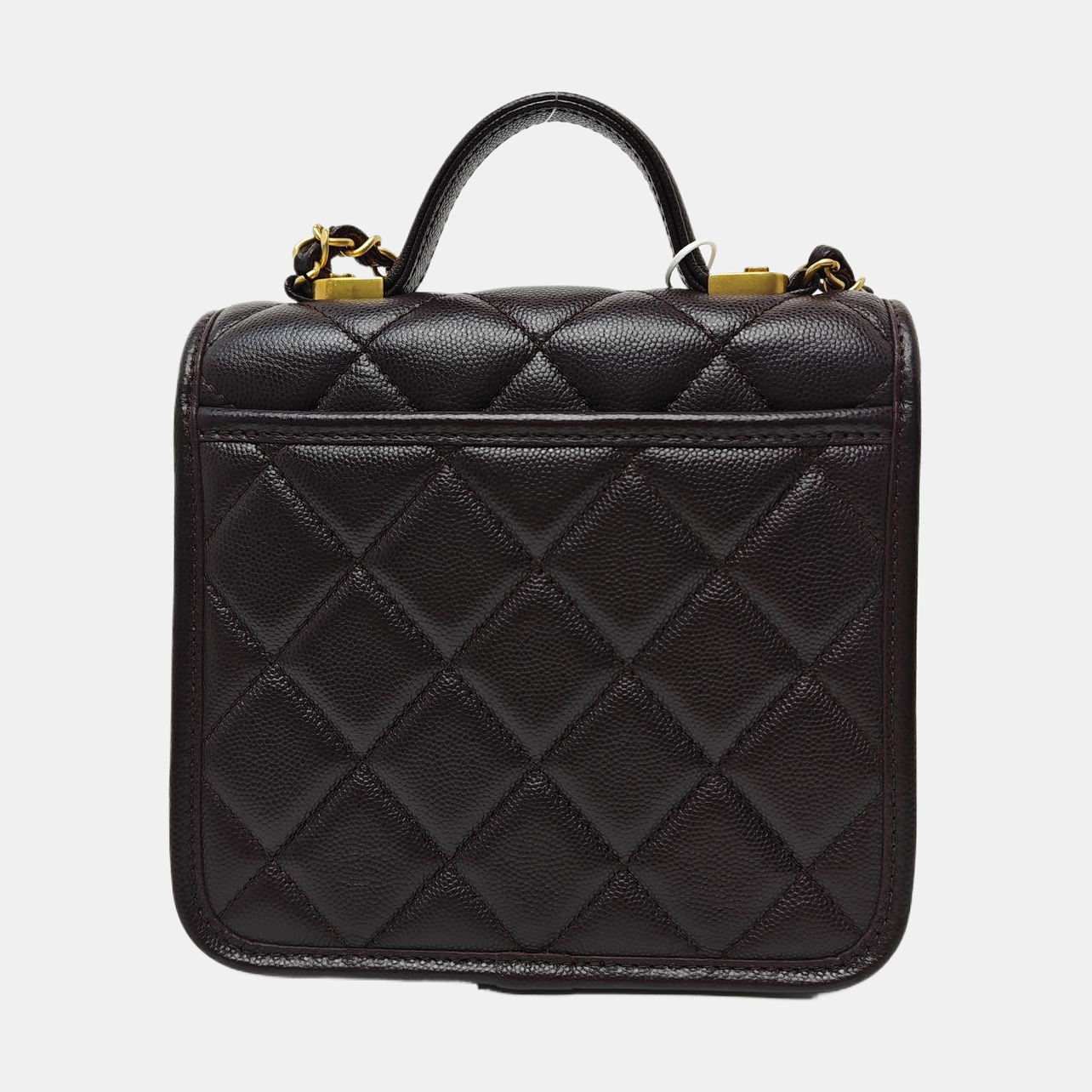 Quilted Grained Calfskin Shoulder Bag Brown