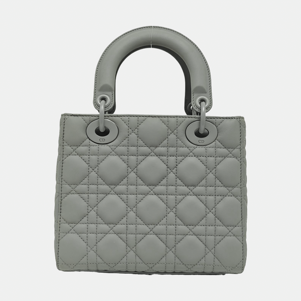 Lady Dior Small Cannage Lambskin Gray