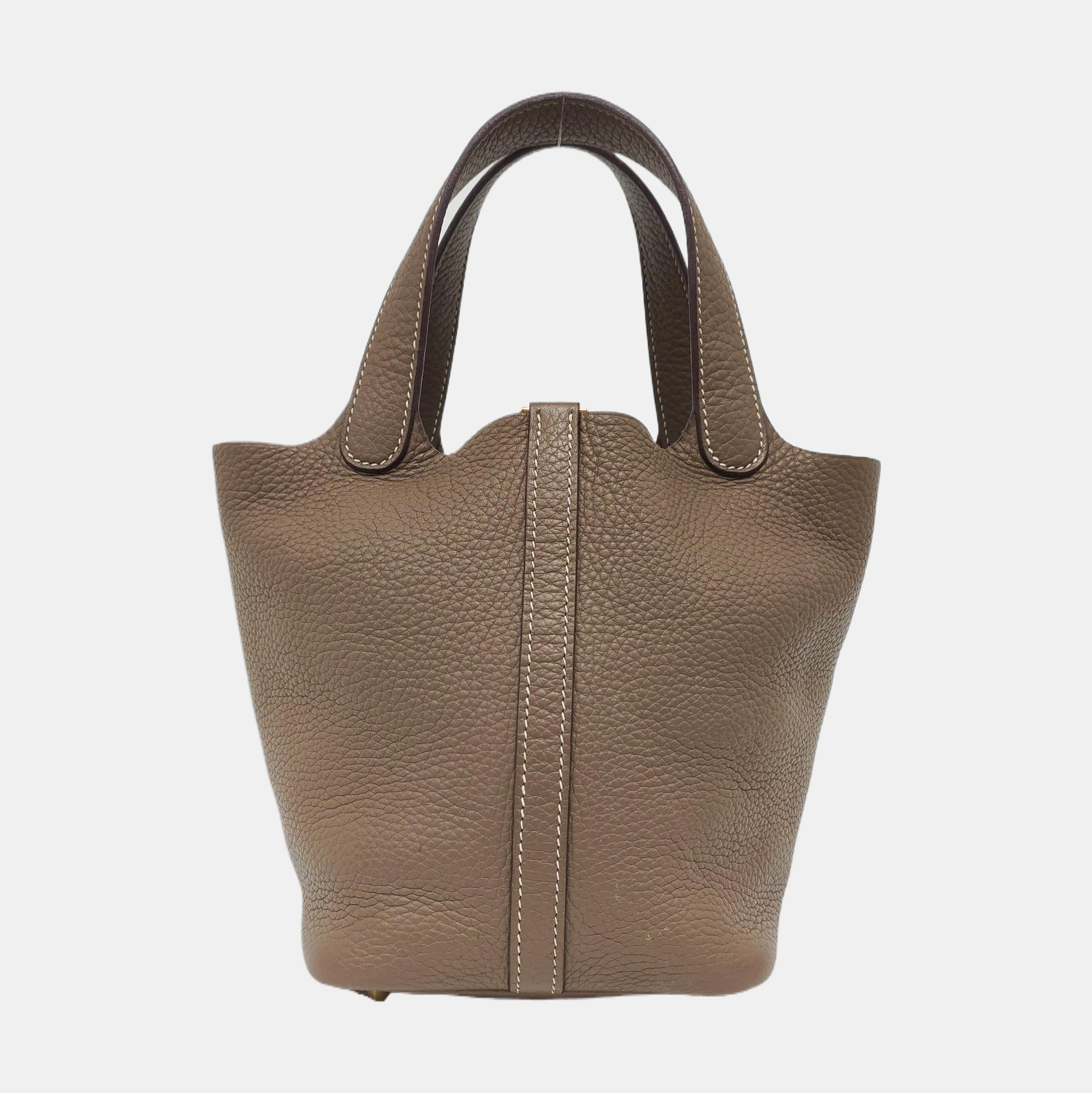 Authenticated pre-owned  Picotin Lock 18 Clemence Grey - Bucket Bag at Looply