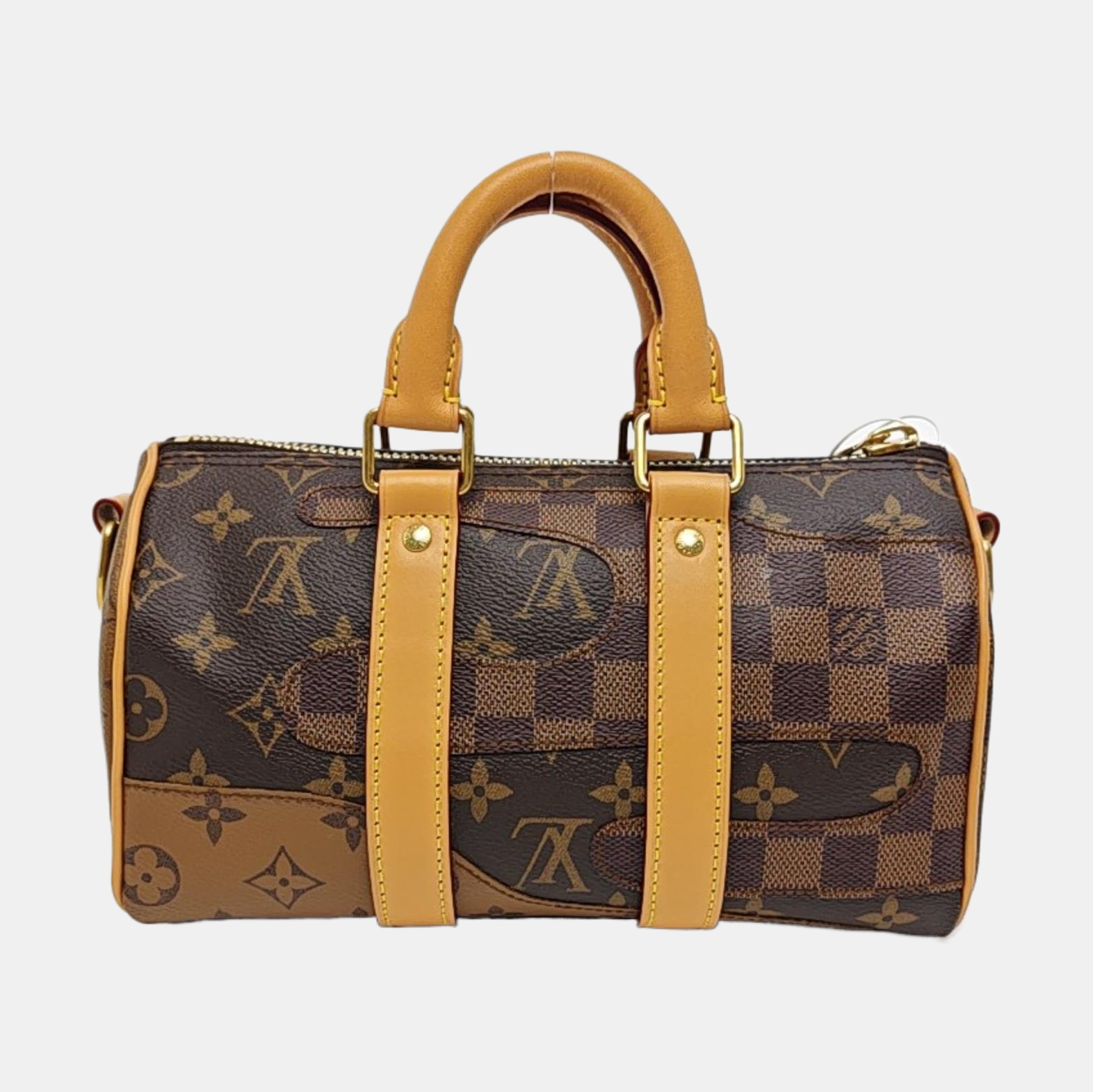 KEEPALL 25 Damier Ebene Coated Canvas Brown