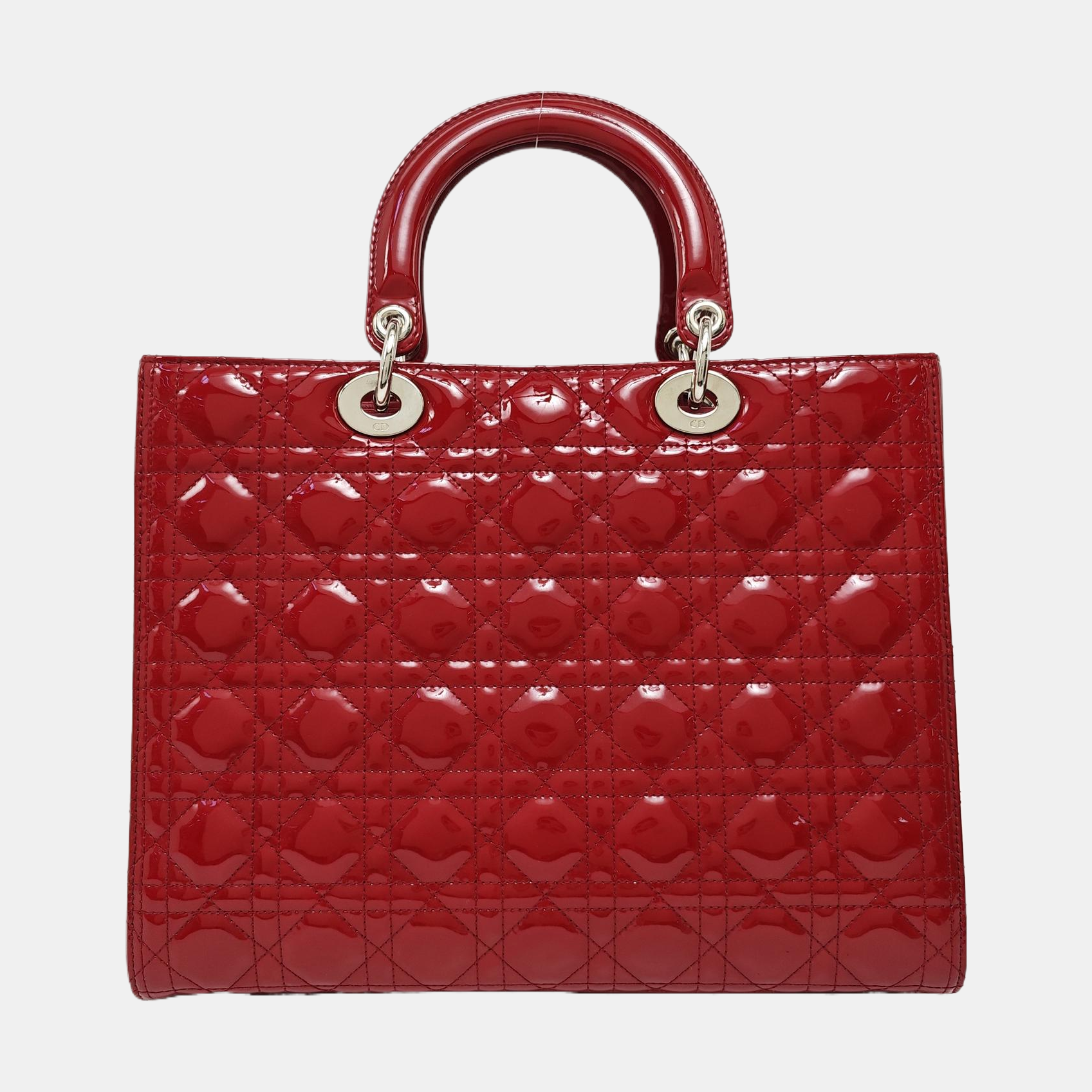 Lady Dior Large Cannage Patent Leather Red