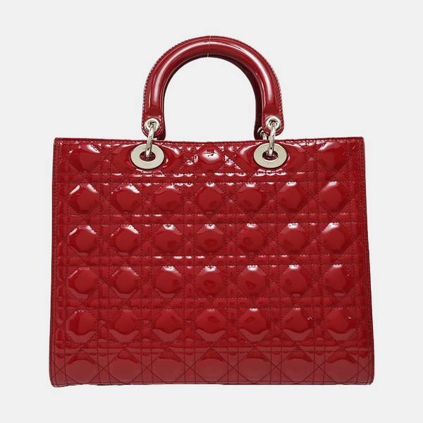 Lady Dior Large Cannage Patent Leather Red