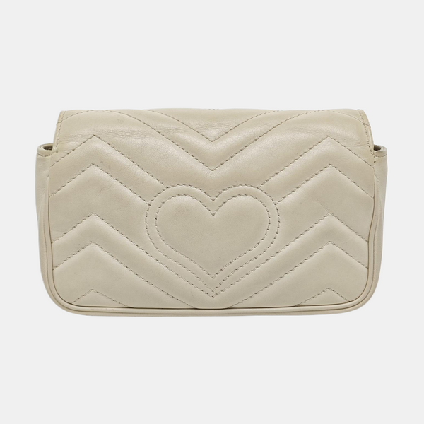 GG Marmont Mini Quilted Calfskin White
