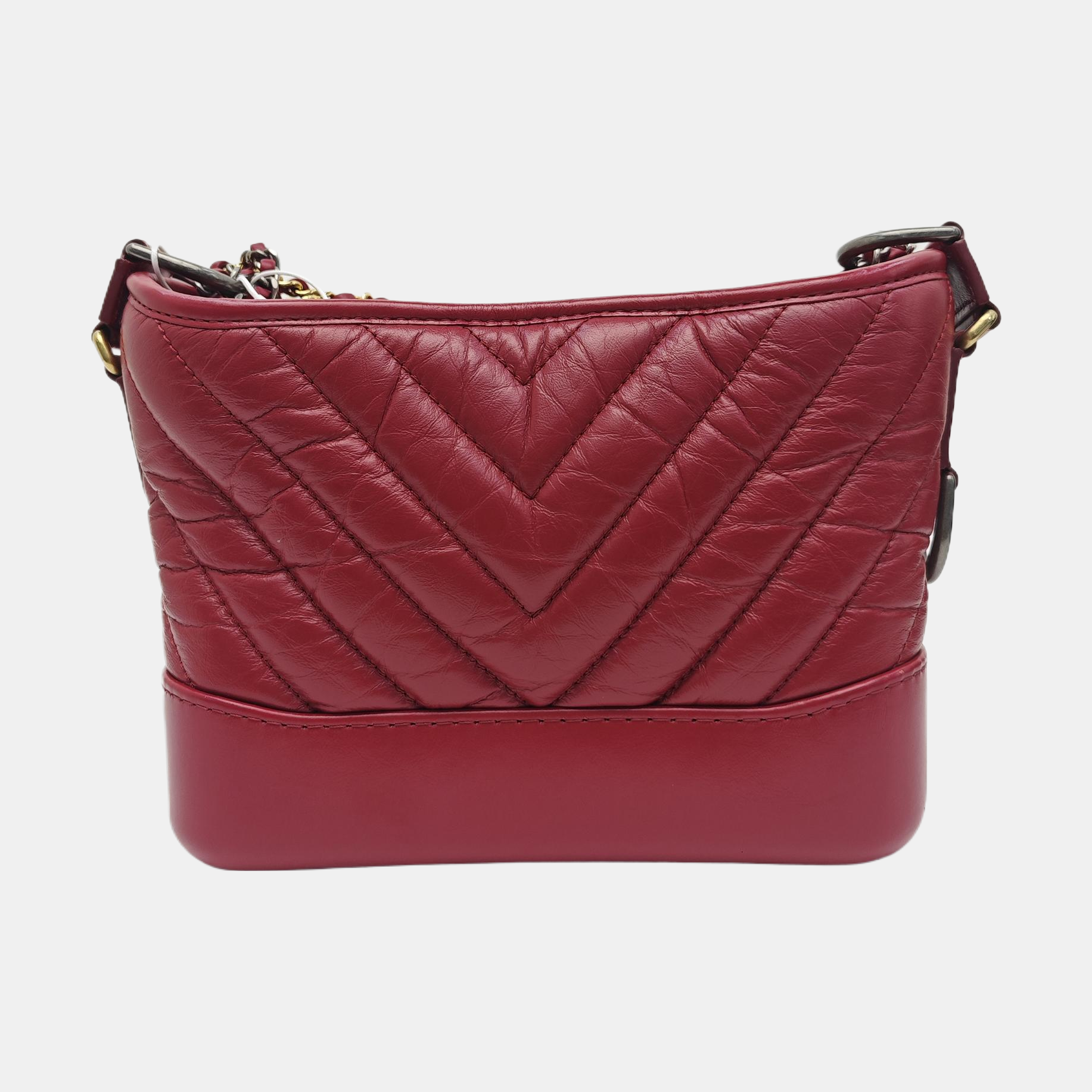 GABRIELLE Small Chevron Calfskin Red