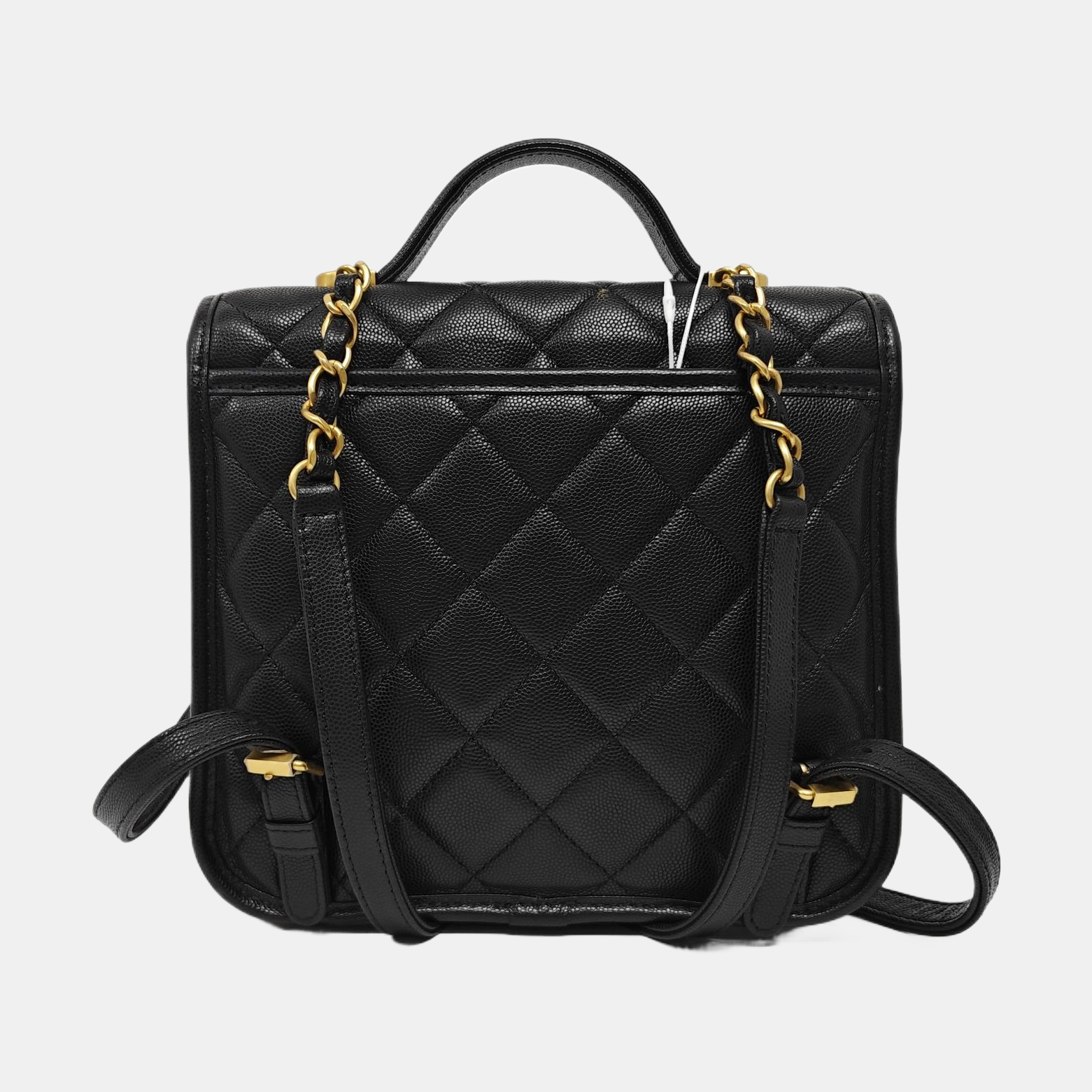 Quilted Grained Calfskin Backpack Black