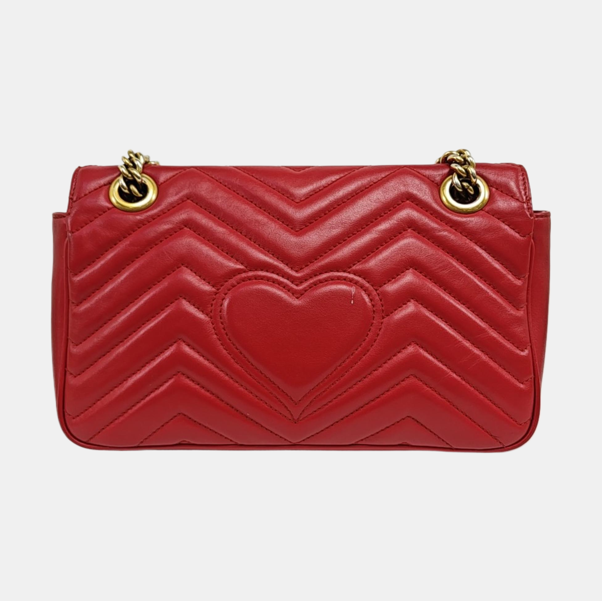 GG Marmont Medium Quilted Calfskin Red