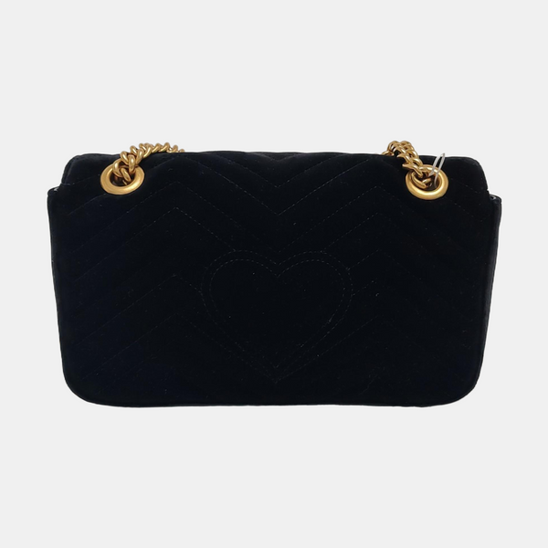 GG Marmont Medium Quilted Velvet Black