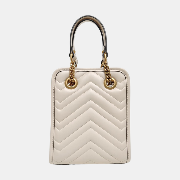GG Marmont Mini Quilted Calfskin White
